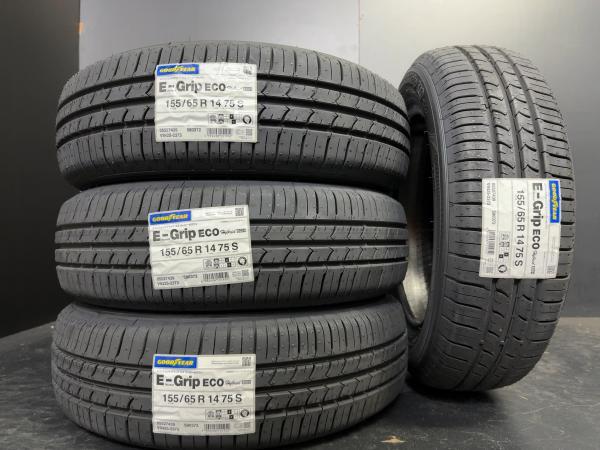 AUTOBACS SEVEN LIZEA X7 4.5J-14 +43 100 4H ブラックポリッシュグットイヤー EG01 155/65R14 75S NBOX ムーブ キャンバス 須賀川_画像2