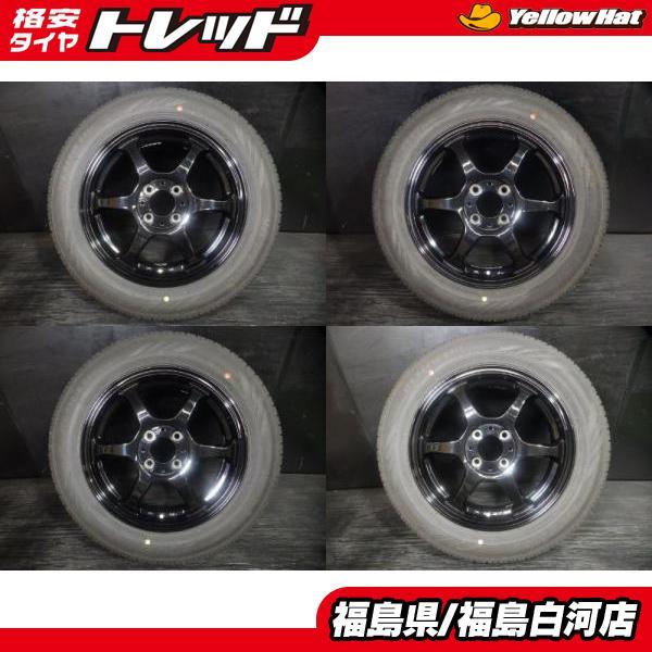 バリ溝 中古セット 175/65R15 23年製 Maxrnu Efficia 社外 6本 スポーク 5.0J-15 4H 100 +40 夏組 ブラック スイフト アクア 白河_画像1