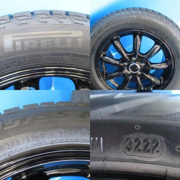 【送料無料】スタッドレス 新品 ピレリ PIRELLI アイスゼロ ICEZERO アシンメトリコ ASIMMETRICO 【205/55R16 91H】美品ホイールセット！_画像6