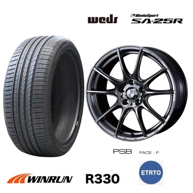 取寄せ品 WEDS ウェッズスポーツ SA-25R PSB 7.5J+45 5H-100 ウィンラン R330 24年 215/40R18インチ 210系 カローラ 50系 プリウス 86