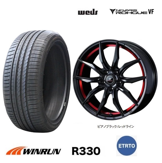 取寄せ品 WEDS ローグVF 7.0J+53 5H-114.3 ウィンラン R330 2024年 215/45R18インチ RP系 ステップワゴン e:HEV スパーダ ストリーム_画像1