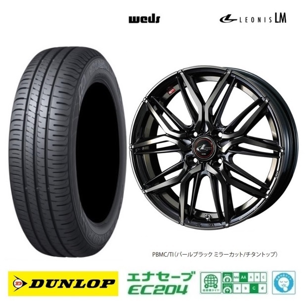 取寄せ品 新品4本SET WEDS レオニスLM PBTI 5.5J+42 ダンロップ EC204 2023年製 165/65R14インチ タンク ルーミー トール ジャスティ_画像1