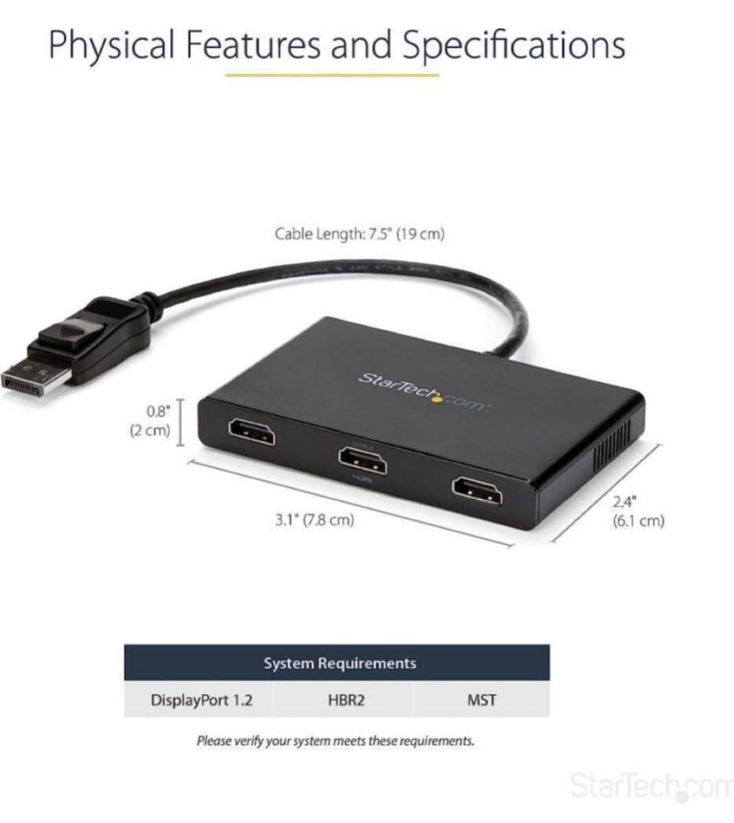 StarTech.com MSTハブ DisplayPort 3ポートHDMI StarTech ディスプレイポート　