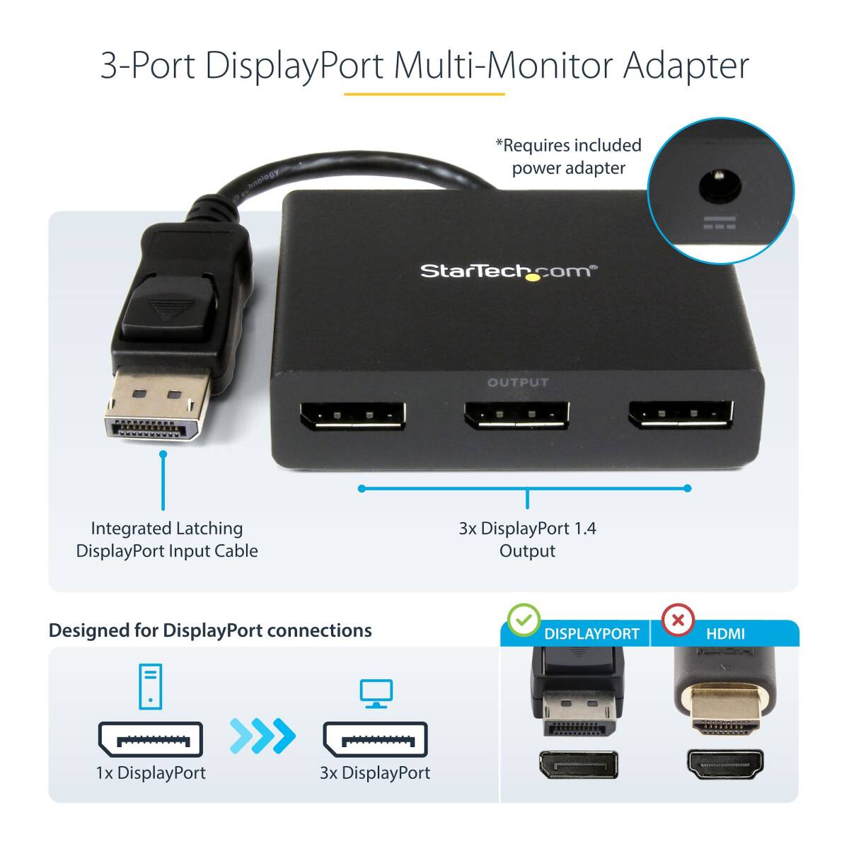 StarTech.com 3ポートMSTハブ DisplayPort ディスプレイポート　MSTハブ DisplayPort - 3x