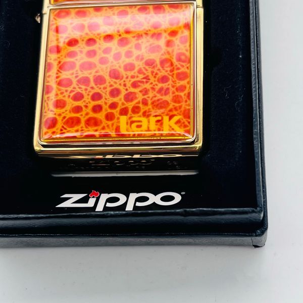 未使用 ZIPPO ジッポー LARK ラーク クロコダイル柄 ゴールド 金色 ジッポ 2009年製_画像2
