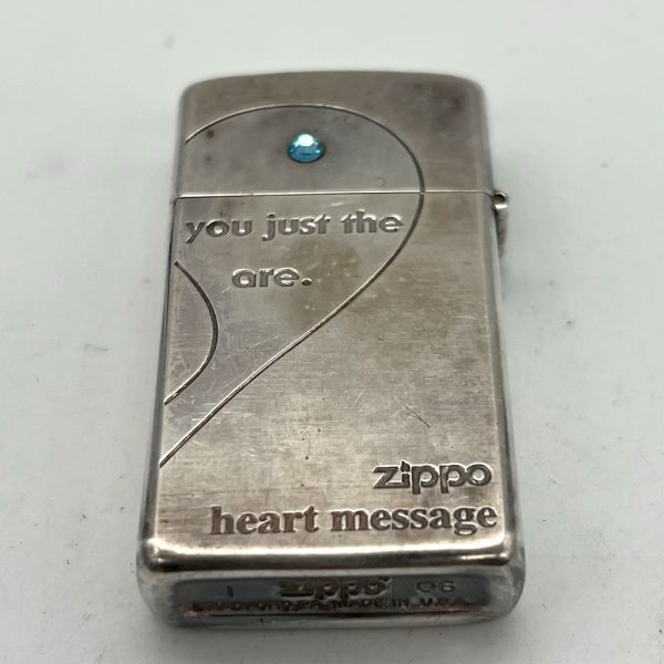 ZIPPO ジッポー you just the are. heart message ハート柄 スリムジッポ 2006年製 ジッポ ライター オイルライター_画像1