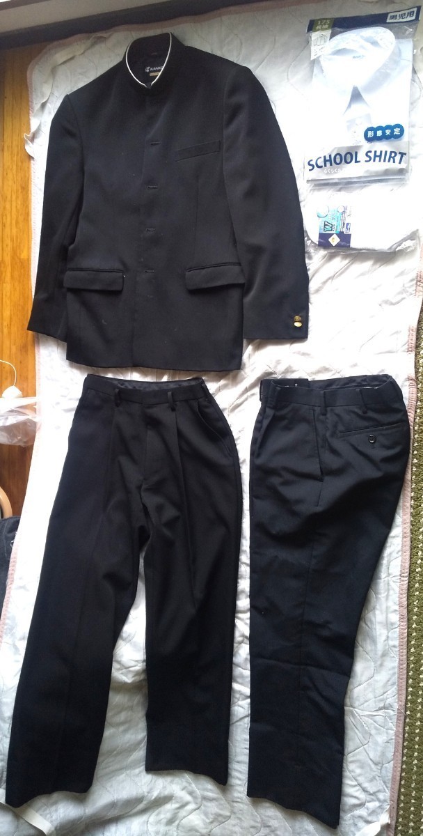 学ラン170A 夏・冬ズボン(ウエスト73)制服&ワイシャツ175、靴下24-26cm(3足)セット★カンコー学生服 標準型/中学・高校 _画像1