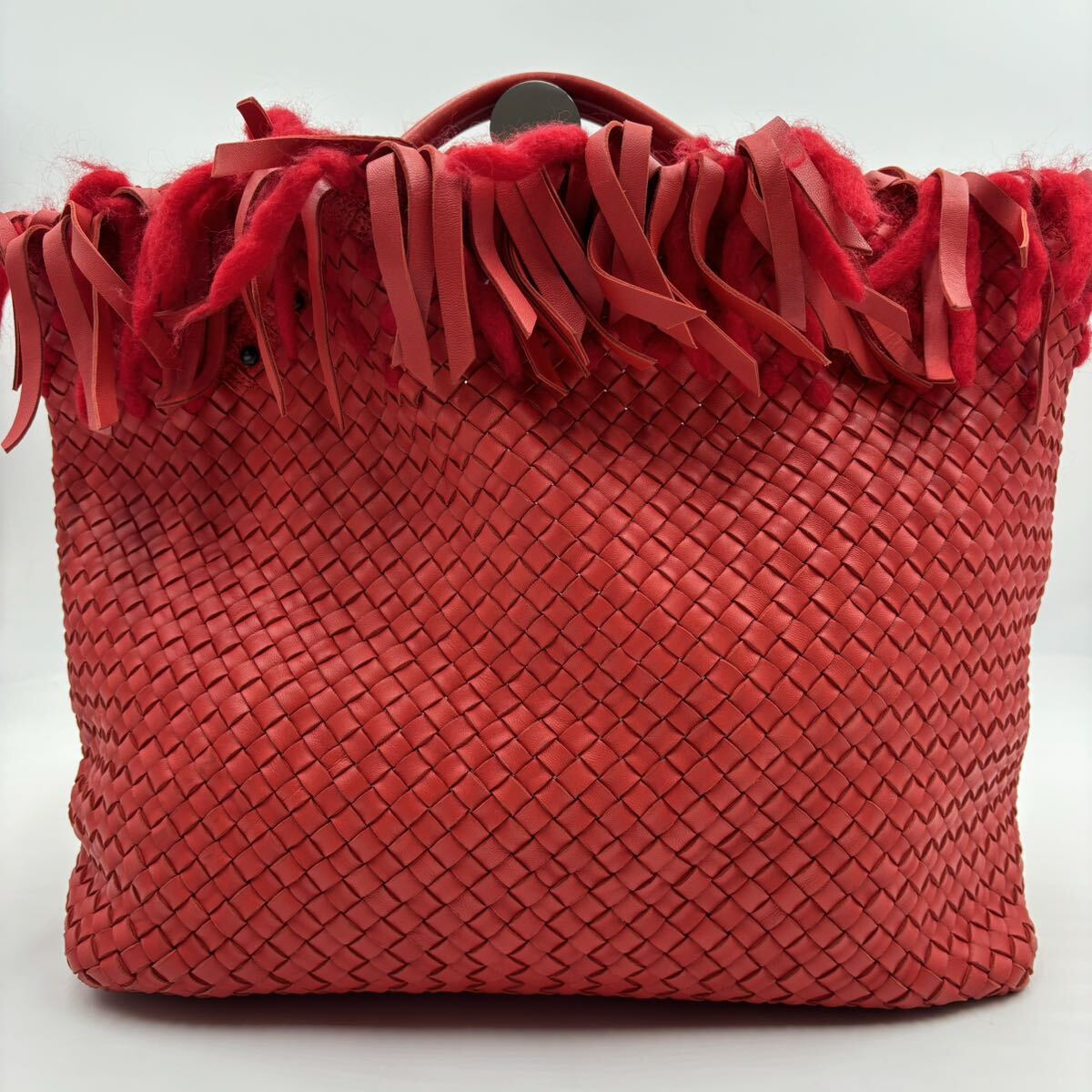 1円【極美品・鑑定済み】BOTTEGA VENETA ボッテガヴェネタ カバ ポーチ付 イントレチャート ハンドバッグ トートバッグ 大容量 本革 _画像3