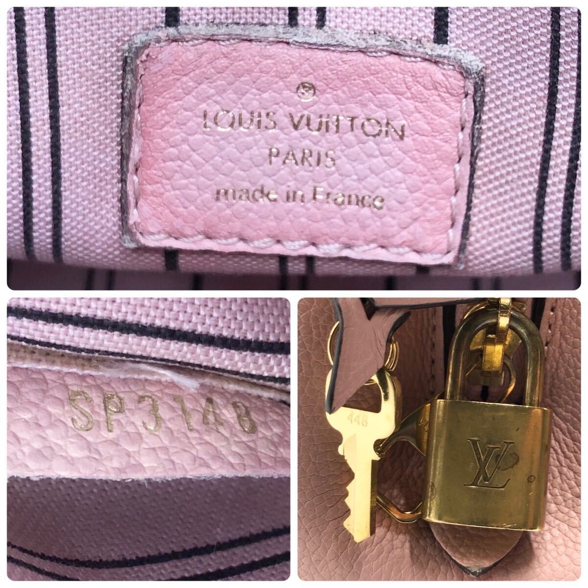 1円【極美品・鑑定済】LOUIS VUITTON ルイヴィトン モンテーニュ アンプラント 2wayショルダーバッグ ハンドバッグ モノグラム ピンクの画像10