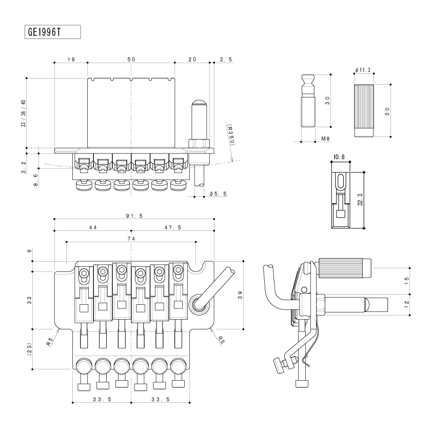 ★ロックナットセット★ゴトー製トレモロブリッジ　GE1996T & FGR-1G (ゴールド)　新品!! _画像5