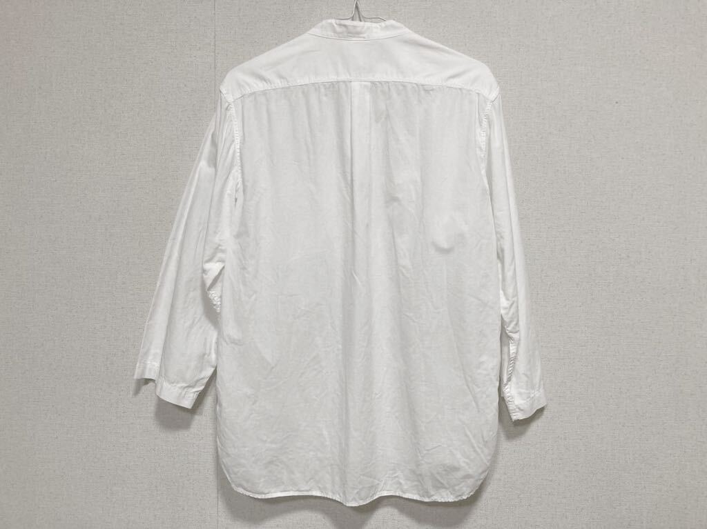 MHL マーガレットハウエル バンドカラーリネン混プルオーバーシャツ S 白 美品の画像4