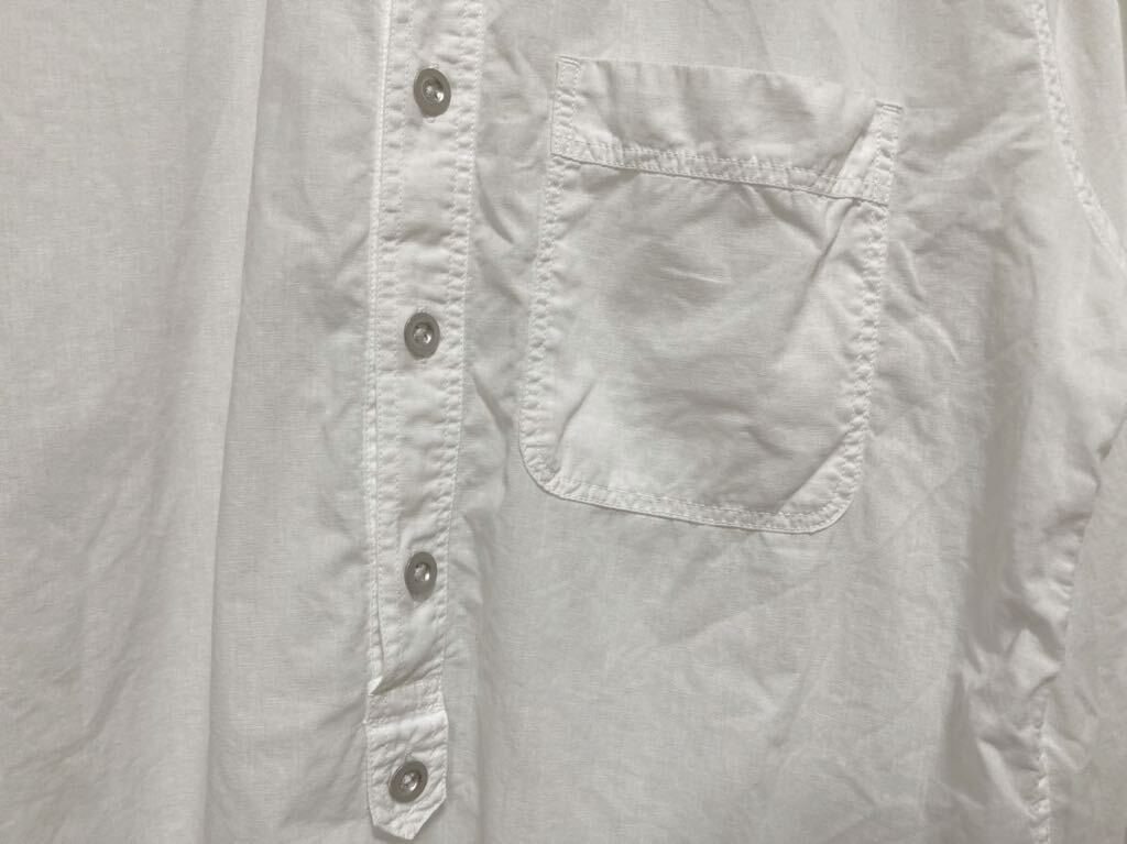 MHL マーガレットハウエル バンドカラーリネン混プルオーバーシャツ S 白 美品の画像3