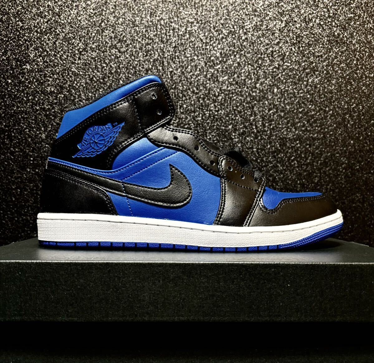 ☆送料込■新品27.0cm■ナイキ エア ジョーダン１MID ブラック/ロイヤルブルー/ホワイトAIRJORDAN 1 【定価.18700円】の画像6