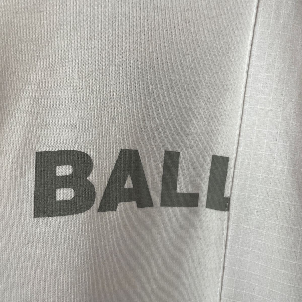 LサイズメンズBALL異素材使い半袖Tシャツ白黒_画像4