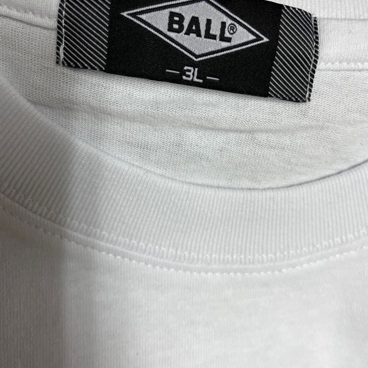 サンプル品3LサイズメンズBALL発泡プリント半袖Tシャツ白_画像10