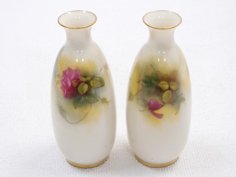 2403-0038●宝市/ロイヤルウースター/徳利/2点組/イングランド製/花柄/RoyalWorcester(梱包サイズ60)_画像2