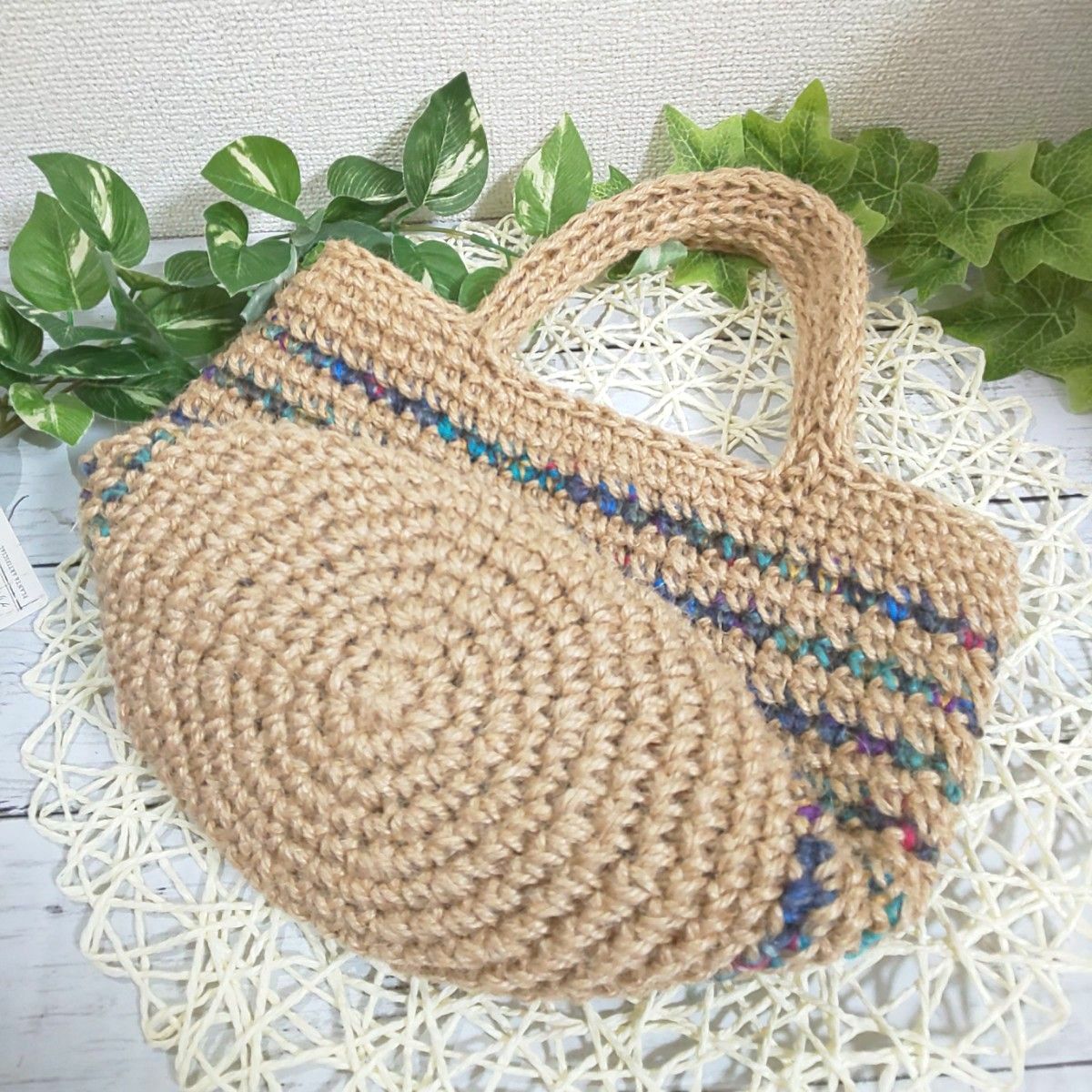 麻ひもバッグ ハンドメイド 麻紐バッグ 164-2