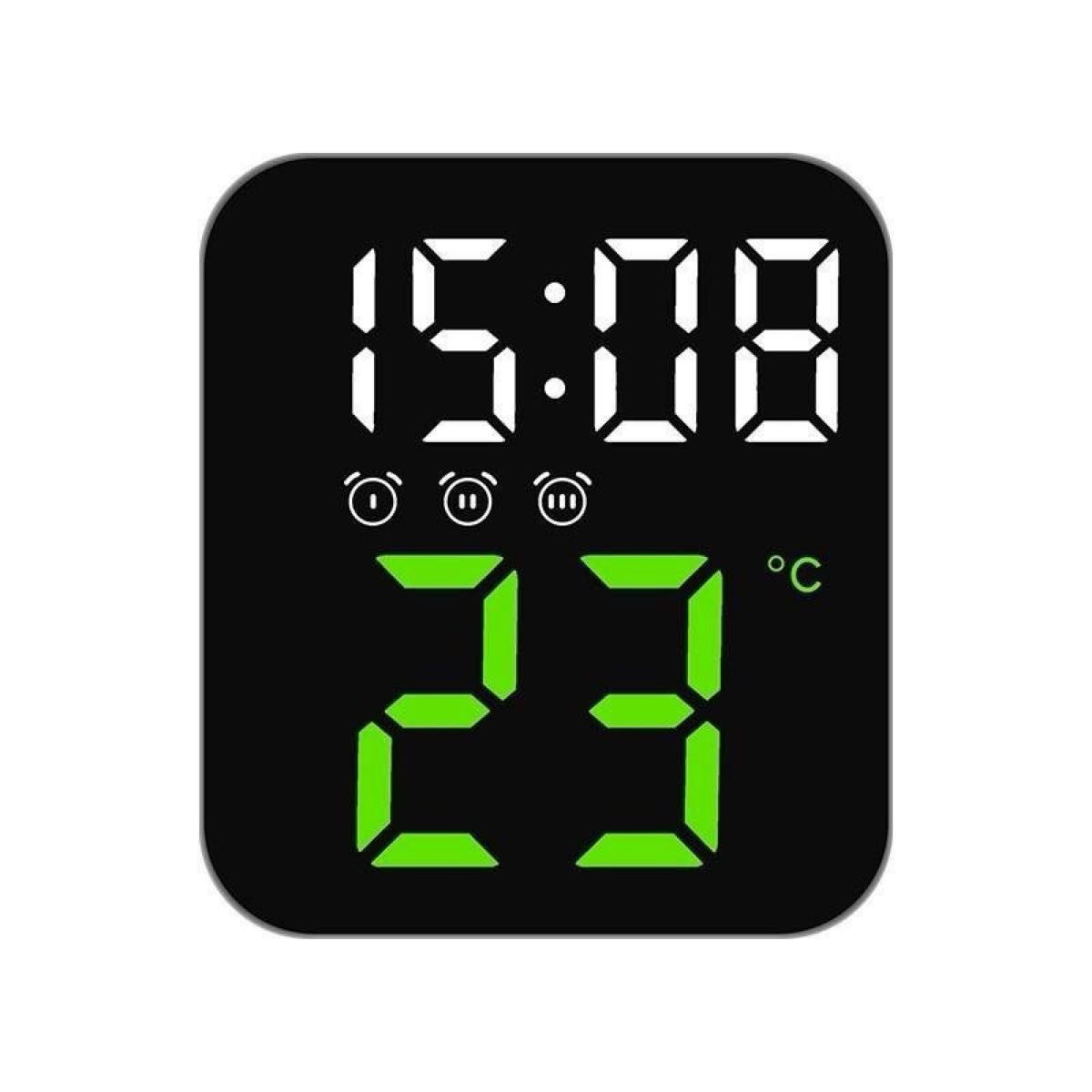デジタル時計 コンパクト 置型 マルチ機能 グリーン アラーム 目覚まし時計
