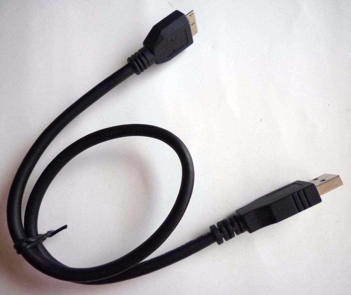 USB3.0ケーブル 46cm USB type A マイクロUSB Type-A オス MicroUSB オス オスーオス 黒 ブラック USBケーブル MicroB マイクロB 　_画像1