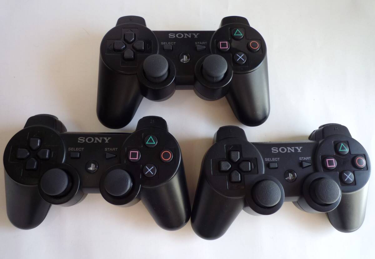 ジャンク SONY ソニー PS3 純正 ワイヤレスコントローラ 黒 ブラック CECHZC2J 3個セット DUALSHOCK3 SIXAXIS プレイステーション3の画像2