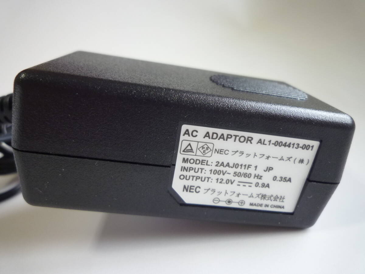 NEC ACアダプター AL1-004413-001 12V 0.9A 黒 電源アダプタ センターピン有り センター+ φ5.5㎜ の画像4