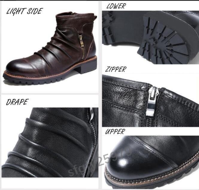新品ブーツ メンズ ショートブーツ ミリタリーブーツ エンジニアブーツ ワークブーツ 紳士靴 作業靴 24.5-29cm 黒_画像4