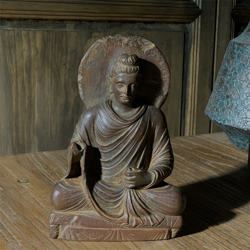 極細工 仏教古美術 仏像 ガンダーラ石仏 Gandhara ガンダーラ美術 石仏 仏像 装飾 置物 装飾 収蔵 コレクションsux002の画像3