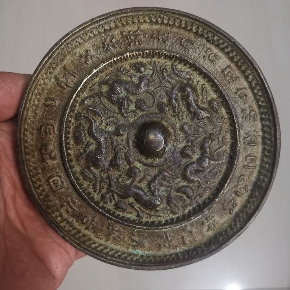 中国 銅製 銅鏡 五獣図 置物 擺件 収蔵品 鑑賞 中国美術品の画像4