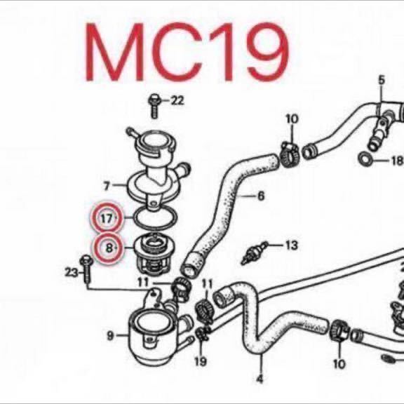 ホンダ純正互換品 ホンダ CBR250R MC19サーモスタットセット MC22 MC17 MC14 サーモスタッド 19300KT7003互換 新品 MADE IN JAPANの画像2