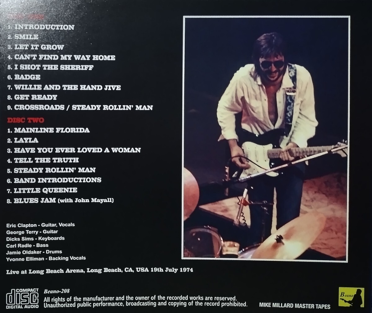 ERIC CLAPTON 2枚組 輸入盤 CD 1974年 LIVE エリック・クラプトン LONG BEACH ARENAの画像3