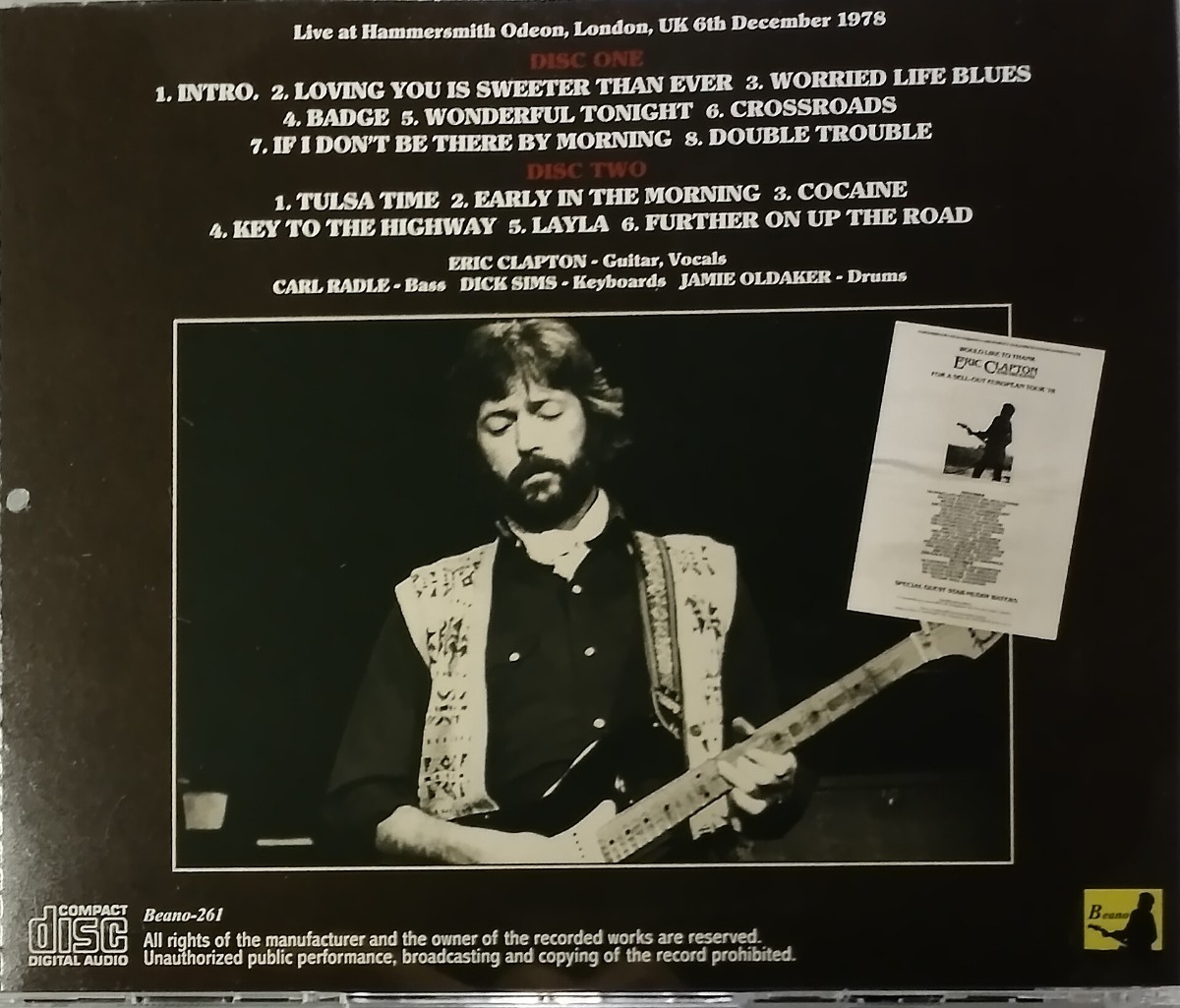 ERIC CLAPTON 2枚組 輸入盤 CD 1978年 LIVE エリック・クラプトン MASTER CASSETTE_画像3