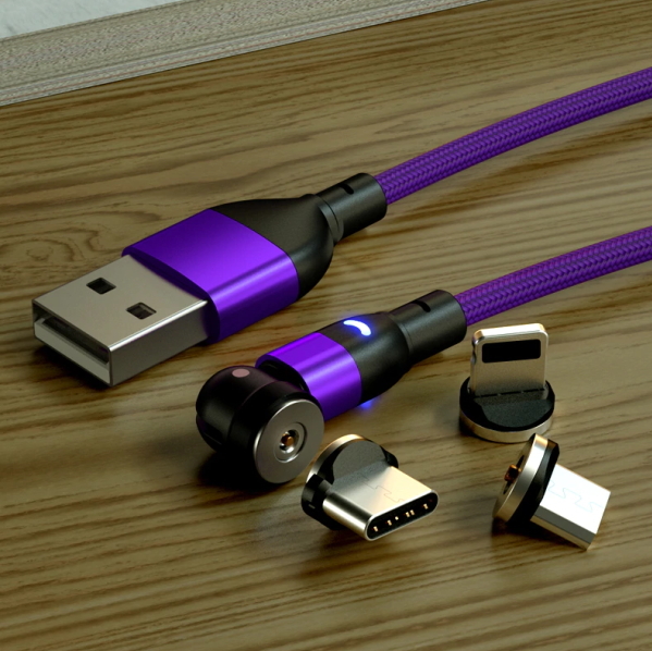 Micro USB Bタイプ 540°回転 マグネット パープル 1m 端子 USBケーブル 充電 磁石 磁気 防塵 着脱式 ワンタッチ簡単接続 AQUOSの画像8
