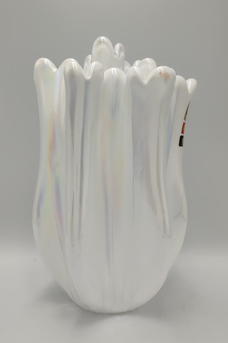 ON6】クラタ クラフト グラス KURATA GLASS LOVELY PEARL ガラス 花瓶 ガラス製 ラブリーパール パールホワイト アンティーク レトロの画像5