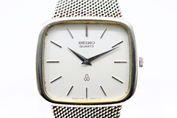 362 SEIKO QUARTZ  4130-5241  セイコー クォーツ スクエア型 ホワイト文字盤 クォーツ メンズ 腕時計 純正ブレスの画像2