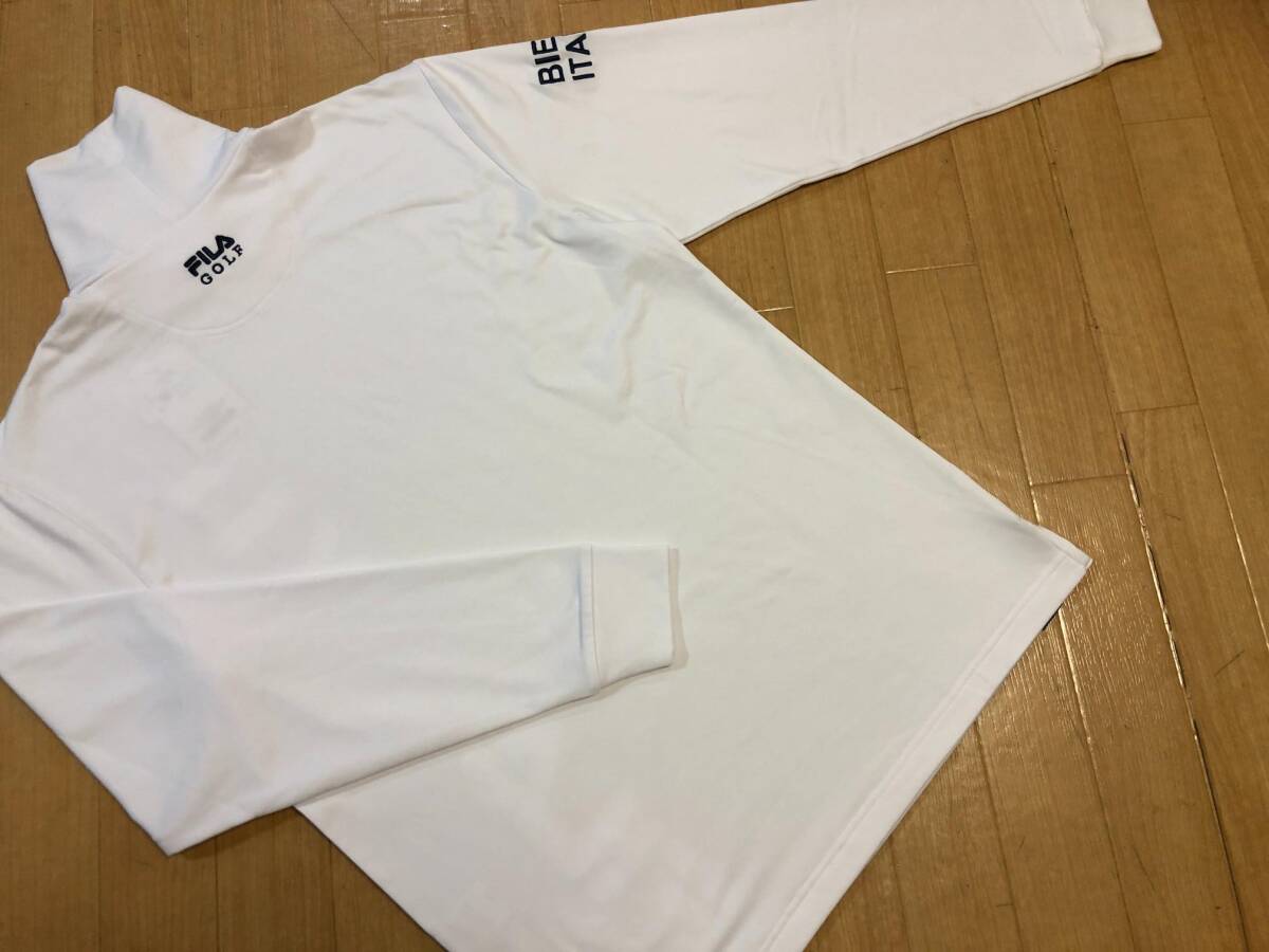 FILA Golf(フィラゴルフ) UVカット、保温 ロゴプリント タートルネック長袖シャツ 782-531(ホワイト)Ｌ_画像3