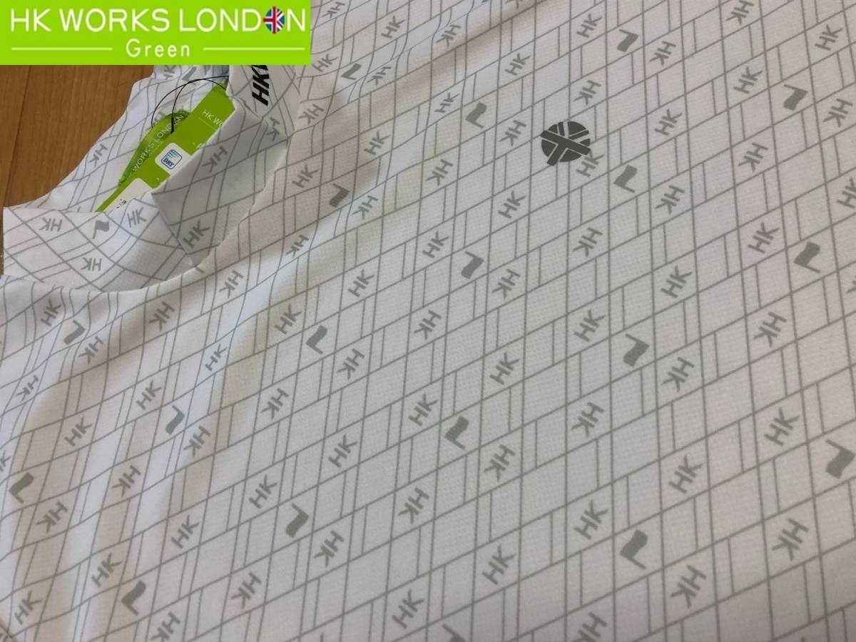 HK WORKS LONDON Green(コシノヒロコゴルフ)春夏 新品 吸水速乾 ダイヤ柄モックネック半袖シャツ C5330RR(ホワイト)Ｌの画像1