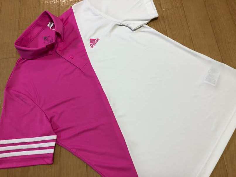 adidas Golf(アディダスゴルフ) UPF50 切り替え 半袖ポロシャツ EFC43(SCRPNK/WHITE)Ｍ_画像2