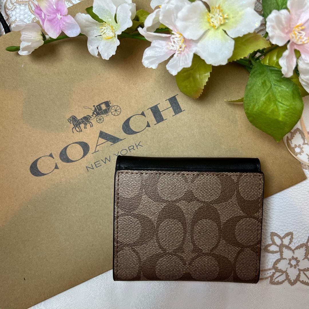 COACH コーチ カラーブロック ベージュ ブラック シグネチャー 馬車ロゴ