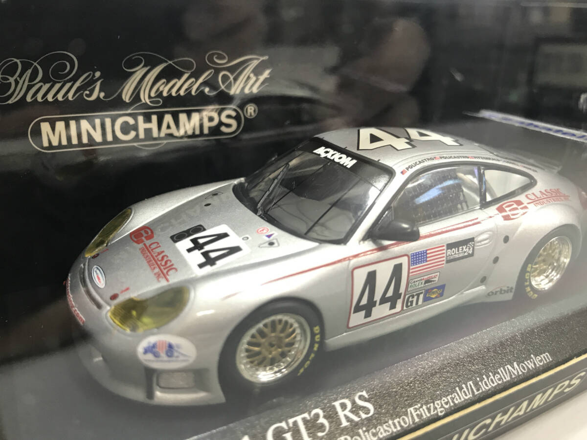 1/43 ミニチャンプス ポルシェ911 GTS RS 24h Daytona 2004 #44 Policastro... 銀 MINICHAMPS Porsche 046944 Z5_画像2