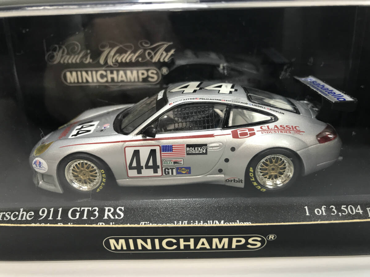 1/43 ミニチャンプス ポルシェ911 GTS RS 24h Daytona 2004 #44 Policastro... 銀 MINICHAMPS Porsche 046944 Z5_画像5