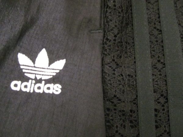 (56795)アディダス　adidas　レディース　ナイロン　スカート　サイドレース　ブラック　XS　USED_カラー　ブラック