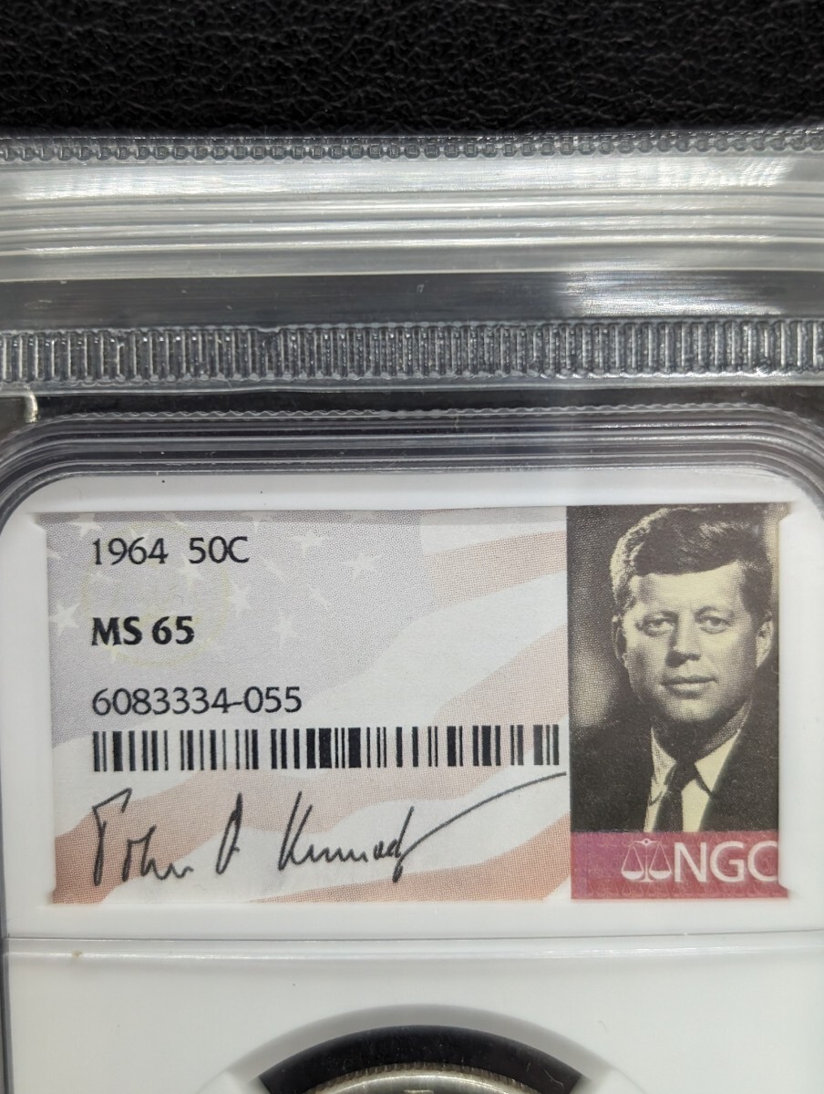 美品 保管品【NGC MS65 1964 50c ケネディ 大統領 銀貨 アメリカ】シルバー SV 硬貨 通貨 貨幣 50セント アンティーク コレクション_画像3