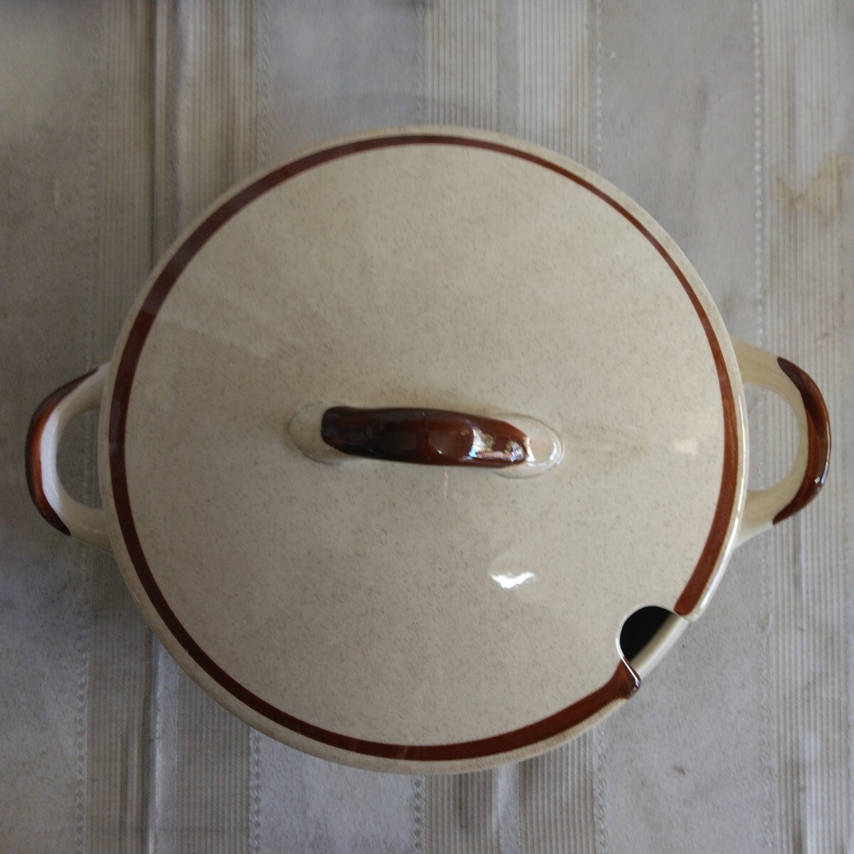 【 陣屋炻器 】カレー皿5枚 陶器鍋 セット 茶色縁取り 昭和レトロ 食器 中皿 シチュー皿 スープ皿_画像4
