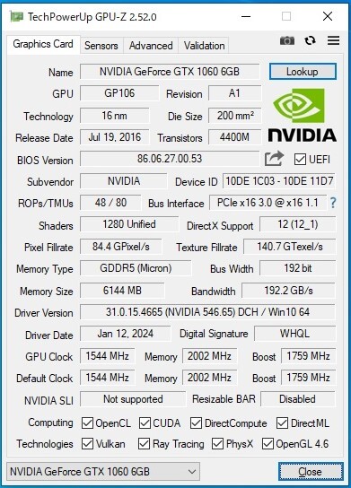 ●玄人志向 GeForce GTX1060 EX OC 6GB 動作品●_画像7