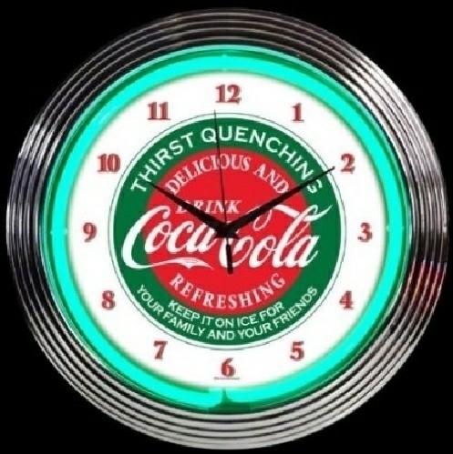 コカコーラ ネオンクロック レトロ壁掛時計 Coca-Colaライセンス品【新品】即決価格の画像1
