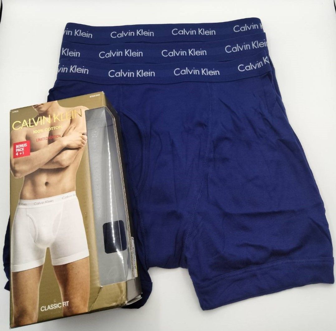 【Lサイズ】Calvin Klein(カルバンクライン)  ボクサーブリーフ ブルー 3枚セット 100％コットン  NB1899
