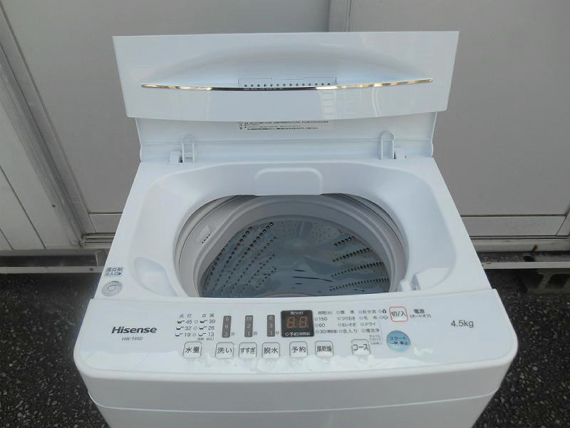 〇 Hisense ハイセンス 全自動電気洗濯機 洗濯機 HW-T45D 4.5kg ホワイト 2021年製 ステンレス槽 最短洗濯時間約10分 シャワー水流 洗濯_画像3