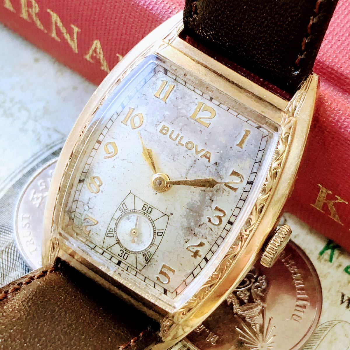 #2959【１円スタート】メンズ 腕時計 ブローバ 機械式 手巻き BULOVA 金メッキ 動作品 1946年 アンティーク ヴィンテージ 15石 ゴールドPの画像1