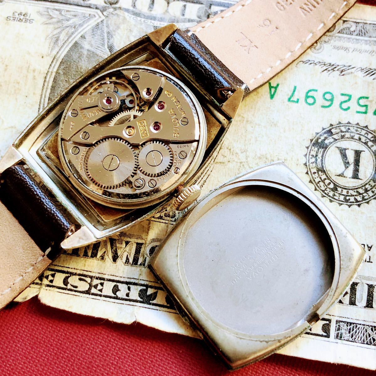 #2959【１円スタート】メンズ 腕時計 ブローバ 機械式 手巻き BULOVA 金メッキ 動作品 1946年 アンティーク ヴィンテージ 15石 ゴールドPの画像9