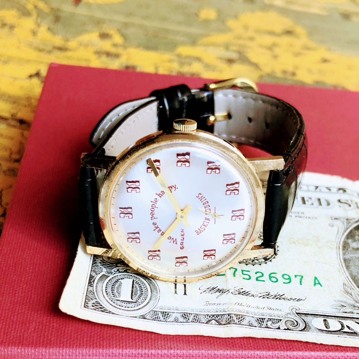 #2973【渋くてお洒落】メンズ腕時計 グリュエン 動作品 アンティーク ヴィンテージ 機械式手巻き GRUEN 金色 ゴールドF 3針 サーティーワンの画像8